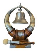 EARLY 20TH CENTURY OAK & HORN DINNER BELL