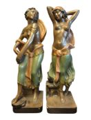 TWO EARLY 20TH CENTURY CHALKWARE FIGURES OF DANCING LADIES