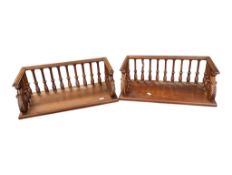 A PAIR OF 19TH CENTURY MAHOGANY BOOK TRAYS / TROUGH