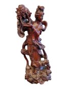 20TH CENTURY VINTAGE CHINESE WOODEN CARVED FEMALE DEITY FIGURE