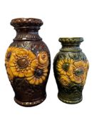 TWO LATE 20TH CENTURY RETRO WEST GERMAN CERAMIC VASES
