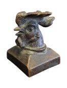 CHINESE 19TH CENTURY BRONZE COCKEREL BUST STAMP WAX SEAL
