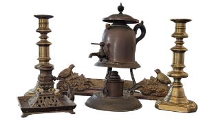 COLLECTION OF 19TH CENTURY & LATER BRASS TABLEWARE