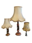 THREE 20TH CENTURY VINTAGE TABLE LAMPS