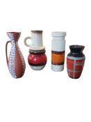 SCHEURICH - WEST GERMAN - FOUR VINTAGE CERAMIC VASES