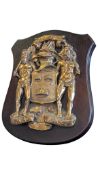 VINTAGE 20TH CENTURY BRASS COAT OF ARMS PLAQUE