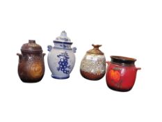 WEST GERMAN POTTERY - FOUR VINTAGE CERAMIC POTS