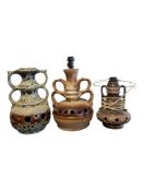 THREE LATE 20TH CENTURY RETRO WEST GERMAN CERAMIC LAMP BASES