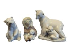LLADRO - THREE LATE 20TH CENTURY POLAR BEAR PORCELAIN FIGURES