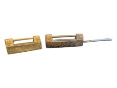 TWO CHINESE 19TH CENTURY BRASS DOOR LOCKS