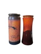 WEST GERMAN POTTERY - TWO LARGE VINTAGE CERAMIC VASES