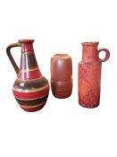 BAY / SCHEURICH - WEST GERMAN - THREE VINTAGE CERAMIC VASES