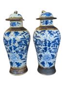 TWO 19TH CENTURY CHINESE BLUE & WHITE LIDDED JARS
