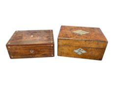 TWO 19TH CENTURY VICTORIAN MOTHER OF PEARL INLAID BOXES