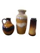 BAY / SCHEURICH - WEST GERMAN - THREE VINTAGE CERAMIC VASES