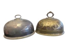 TWO 19TH CENTURY VICTORIAN SILVER PLATED CLOCHE COVERS