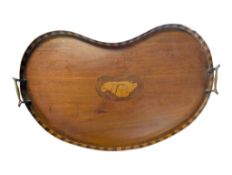VICTORIAN 19TH CENTURY MAHOGANY INLAID CARRY TRAY