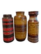 THREE LATE 20TH CENTURY WEST GERMAN CERAMIC VASES