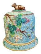 19TH CENTURY 1880 VICTORIAN MAJOLICA PORCELAIN CHEESE DISH & DOME
