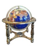 VINTAGE 20TH CENTURY GEMSTONE INLAID GLOBE & GILT METAL STAND