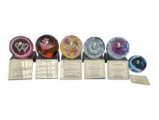 CAITHNESS - SIX LATE 20TH CENTURY GLASS PAPERWEIGHTS