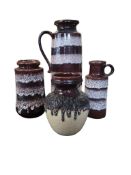 SCHEURICH / BAY - WEST GERMAN - FOUR VINTAGE CERAMIC VASES