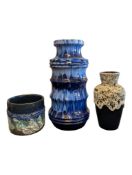 THREE LATE 20TH CENTURY WEST GERMAN CERAMIC VASES