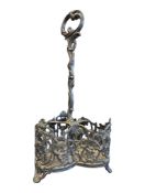 19TH CENTURY SILVER PLATED ROCOCO STYLE WINE BOTTLE HOLDER