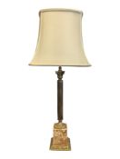 20TH CENTURY VINTAGE ONYX & BRASS COLUMNAR TABLE LAMP