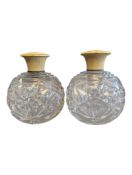 PAIR OF EARLY 20TH CENTURY PERFUME BOTTLES W/ ENAMEL LIDS