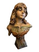 MID CENTURY CHALKWARE BUST DEPICTING OPERATIC CHARACTER MIGNON
