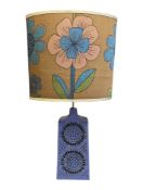1970S RETRO POTTERY LAMP W/ VINTAGE SHADE