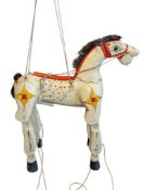 20TH CENTURY FOLK ART HAND MADE WOODEN ARTICULATED HORSE PUPPET