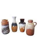 BAY / SCHEURICH - WEST GERMAN - FOUR VINTAGE CERAMIC VASES
