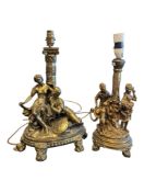 TWO 20TH CENTURY NEO-CLASSICAL BRASS EFFECT RESIN TABLE LAMPS