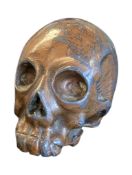 VINTAGE 20TH CENTURY BRONZED METAL CAST SKULL