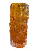 GEOFFREY BAXTER X WHITEFRIARS - NO. 9689 - TANGERINE ORANGE BARK GLASS VASE