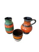 WEST GERMAN POTTERY - THREE VINTAGE CERAMIC ITEMS