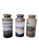 SCHEURICH - WEST GERMAN - THREE VINTAGE PATTERN 517 CERAMIC VASES