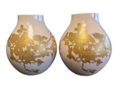IKEA - TWO 21ST CENTURY HELLA JONGERIUS JONSBERG PINK & GILT CERAMIC VASES