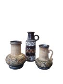 STREHLA / SCHEURICH - WEST GERMAN - THREE VINTAGE CERAMIC VASES