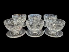SIX LATE 20TH CENTURY WATERFORD CRYSTAL CUT GLASS LISMORE DESSERT BOWLS