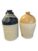 TWO 19TH CENTURY STONEWARE FLAGONS