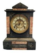 ANSONIA CLOCK COMPANY - LATE 19TH / EARLY 20TH CENTURY SLATE & MARBLE MANTEL CLOCK