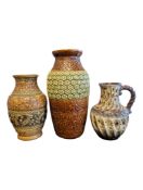 THREE LATE 20TH CENTURY WEST GERMAN CERAMIC VASES