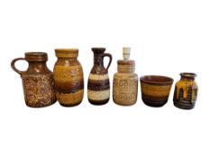 COLLECTION OF LATE 20TH CENTURY RETRO WEST GERMAN CERAMIC VASES, JUGS, ETC