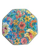 LONGWY - 19TH CENTURY FRENCH HAND-ENAMELLED SMALL BOWL / PLATE