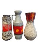 THREE LATE 20TH CENTURY WEST GERMAN CERAMIC FAT LAVA VASES