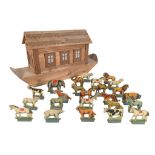 ANTIQUE SCRATCH BUILT NOAHS ARK WITH ANIMAL FIGURES