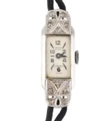 WHITE STAR ART DECO PLATINUM & DIAMOND CASED WRISTWATCH